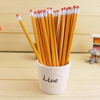 10-Pack HB Wooden Pencils with Built-In Erasers - Durable & Eco-Friendly, Ideal for Students and School Use