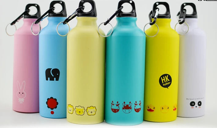 Adorable Animal-Themed 500ML Portable Sports Water Bottle – Aluminum, Perfect for Biking, Camping & Kids
