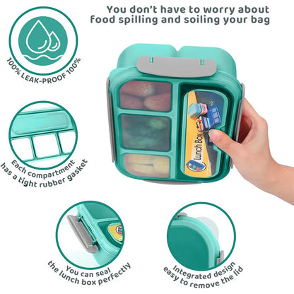 Multi-Compartment Bento Lunch Box – 1300ml, Eco-Friendly, Leakproof Container with Cutlery for All Ages