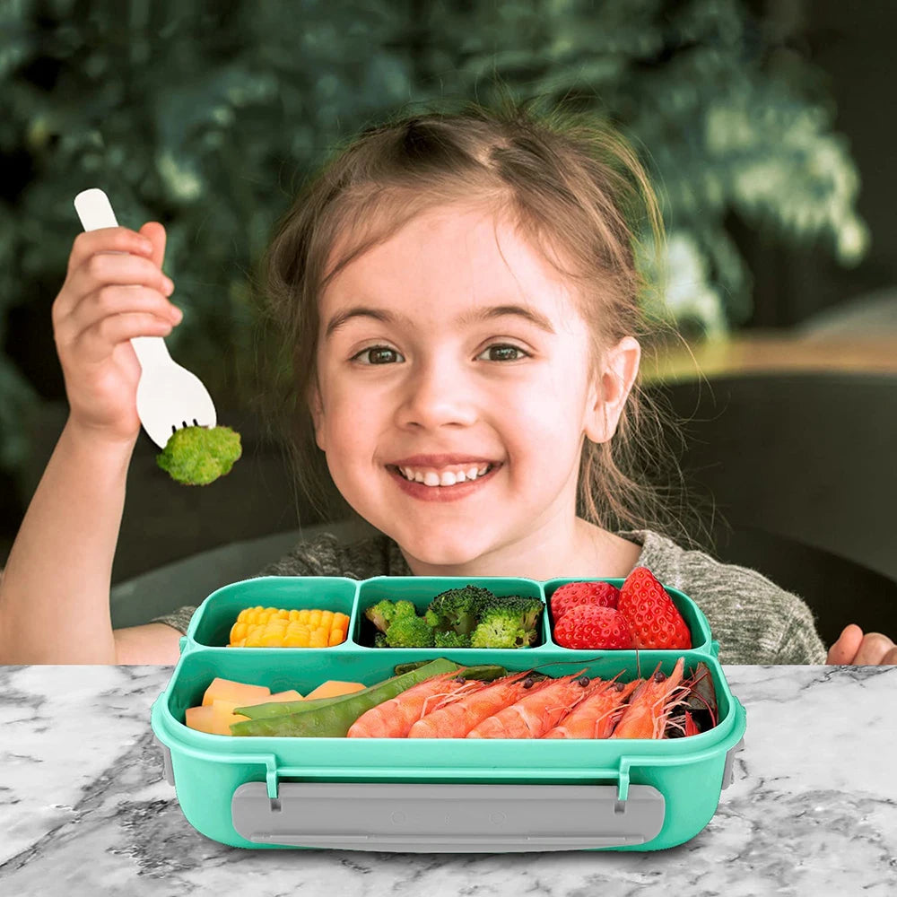 Multi-Compartment Bento Lunch Box – 1300ml, Eco-Friendly, Leakproof Container with Cutlery for All Ages