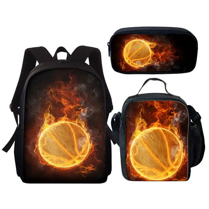 Slam Dunk Style: 3-Piece Kids' Basketball-Themed Backpack Set for School & Sports