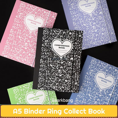 Sharkbang A5 Binder - Versatile Hard Cover Journal with Refillable Loose-Leaf Pages, Sticker & Postcard Organizer