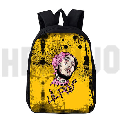 Trendy 3D Printed Lil Peep Canvas Backpack - Fashionable School and Travel Bag for Boys and Girls