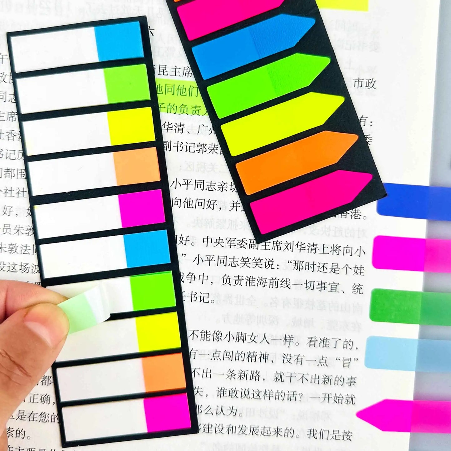 Multi-Color Transparent Sticky Note Tabs - 200 Sheets Self-Adhesive Bookmarkers for Efficient Organization &amp; Annotation