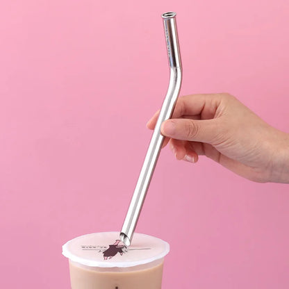 Eco-Friendly 4-Piece Stainless Steel Boba Straw Set with Cleaning Brushes - Colorful, Reusable 12mm Straws for Bubble Tea &amp; More