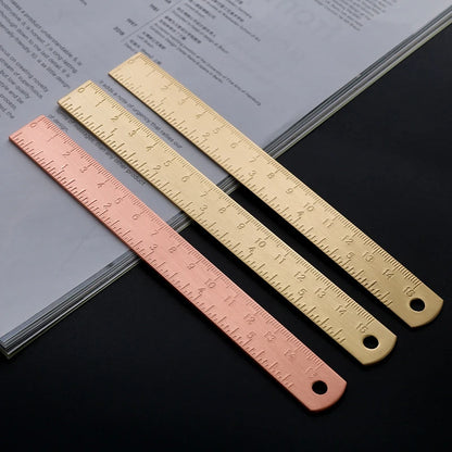 Vintage Kawaii 15cm Brass Metal Ruler - Elegant Bookmark & Precision Measuring Tool for Office and Art