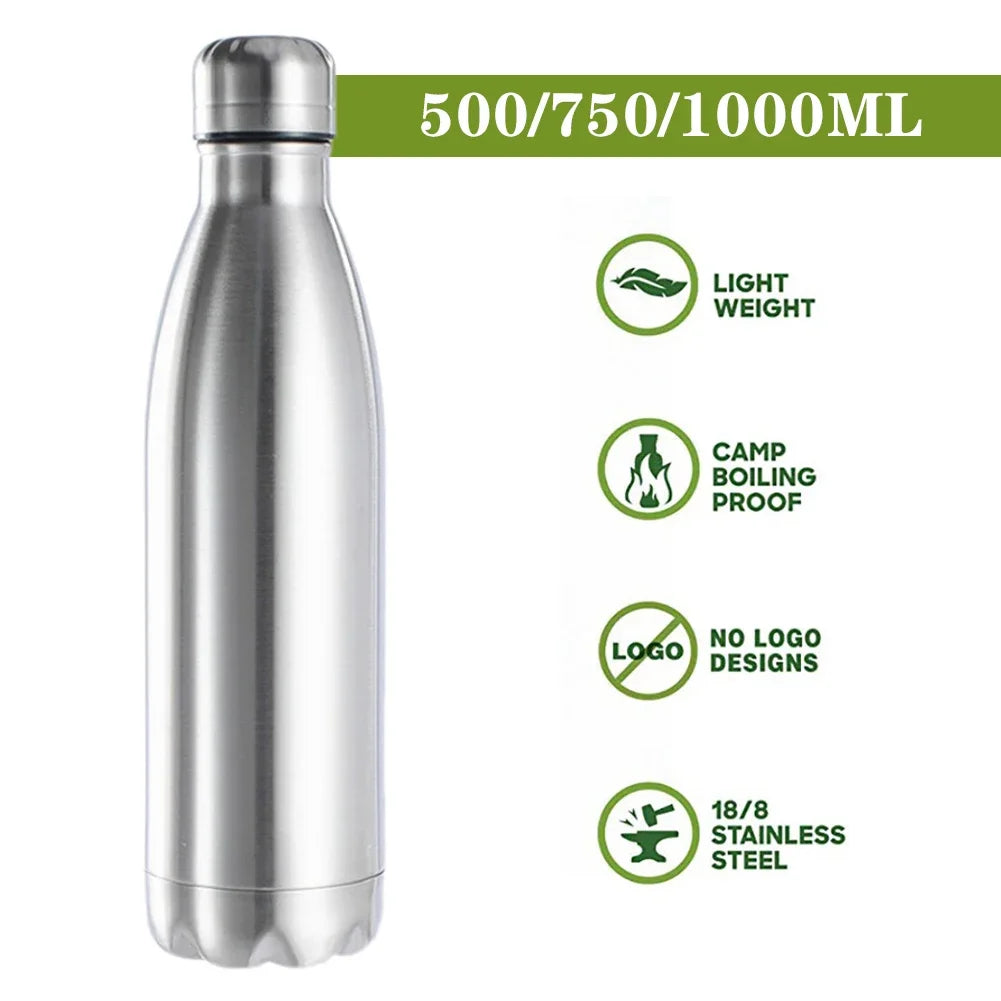 Premium Stainless Steel Water Bottle – Versatile &amp; Leakproof for Hot and Cold Beverages, Available in 500ml, 750ml, 1000ml