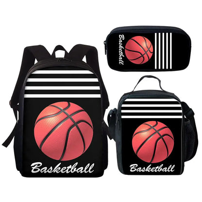 Slam Dunk Style: 3-Piece Kids' Basketball-Themed Backpack Set for School & Sports