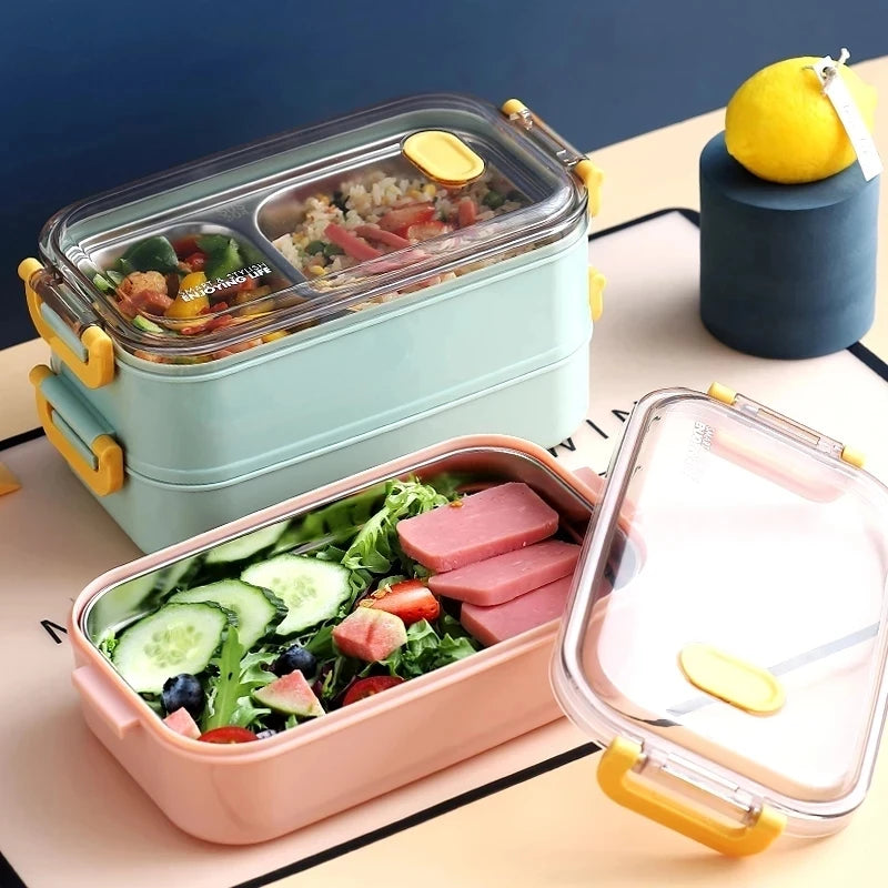 PDQ Stainless Steel Bento Lunch Box - Leakproof, 800ml, Perfect for Kids, Office, and Picnics