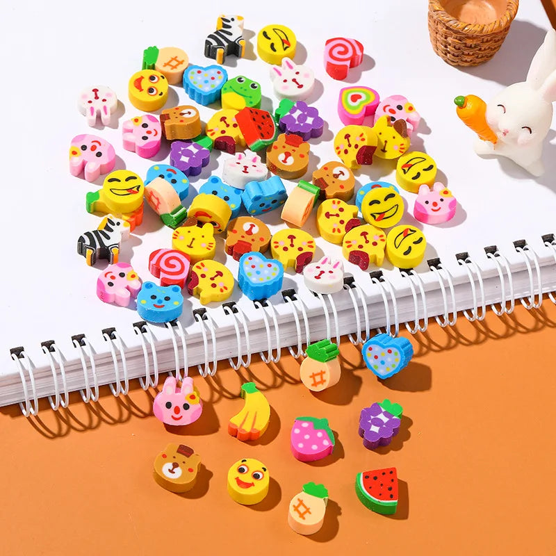 20-Pack ALSMT Cartoon Erasers - Space, Fruit, and Animal Designs for School, Fun Learning &amp; Gifts