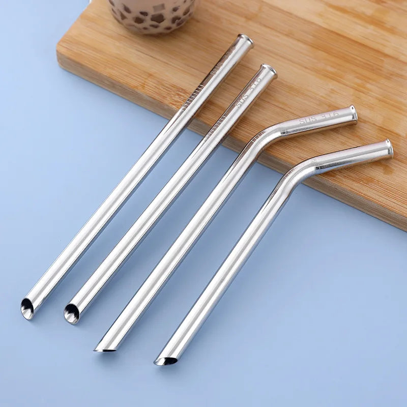 Eco-Friendly 4-Piece Stainless Steel Boba Straw Set with Cleaning Brushes - Colorful, Reusable 12mm Straws for Bubble Tea &amp; More